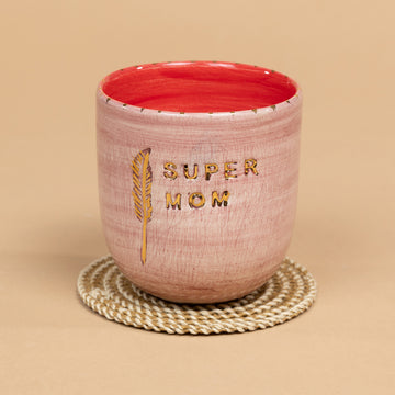 Super Mom Mottolu 24 Ayar Altın Kaplamalı Mug Bardak