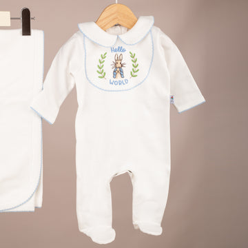 Peter Rabbit Nakışlı %100 Pamuk Tulum