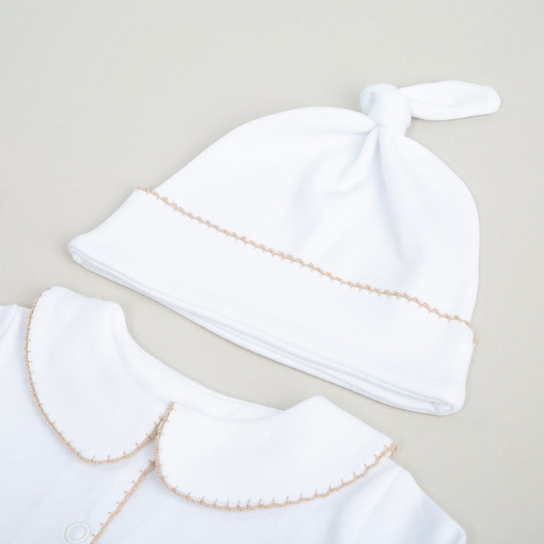 Elegant Bej Tığ İşi Süslemeli 5'li Organik Hastane Çıkışı