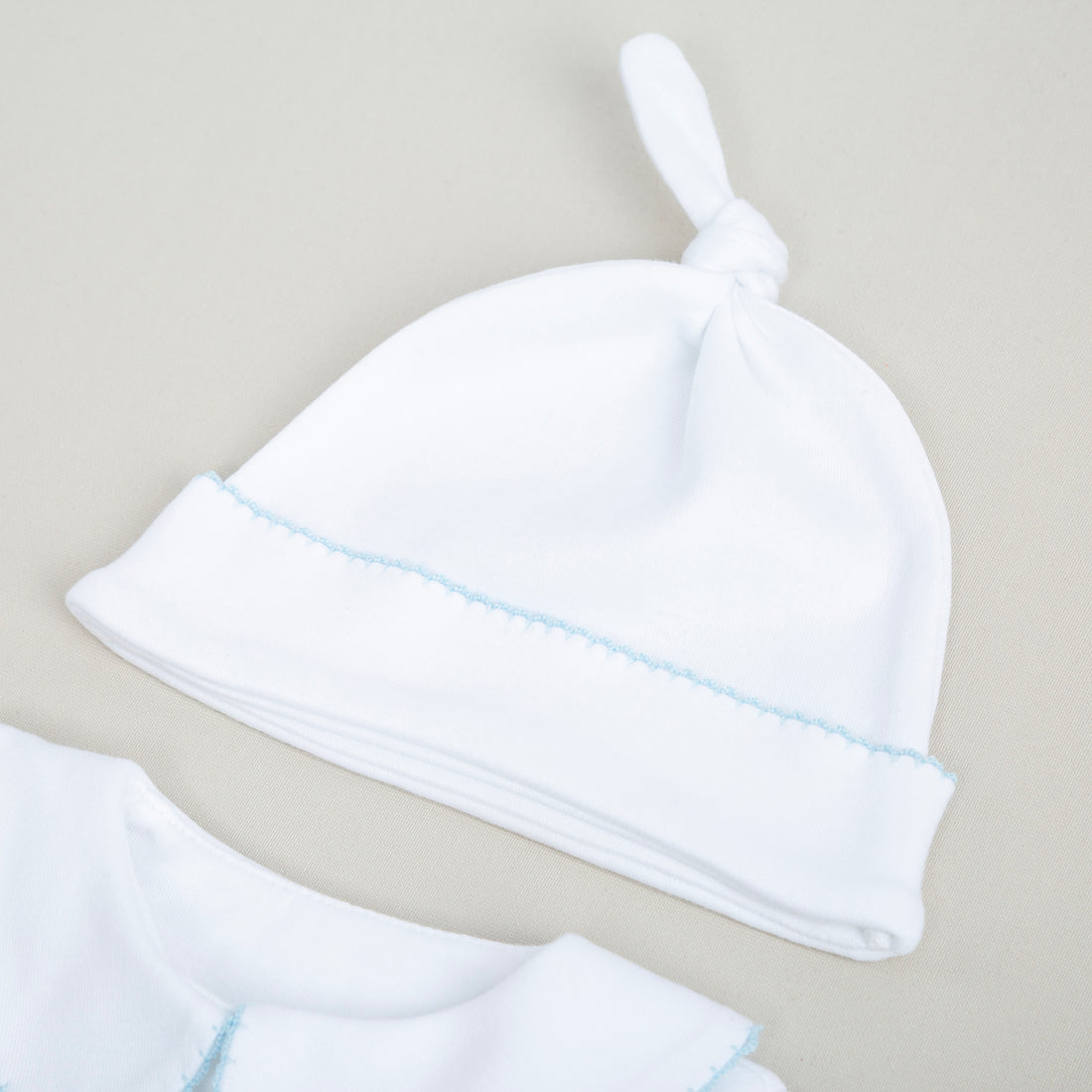 Elegant Bebe Mavi Tığ İşi Süslemeli 5'li Organik Hastane Çıkışı