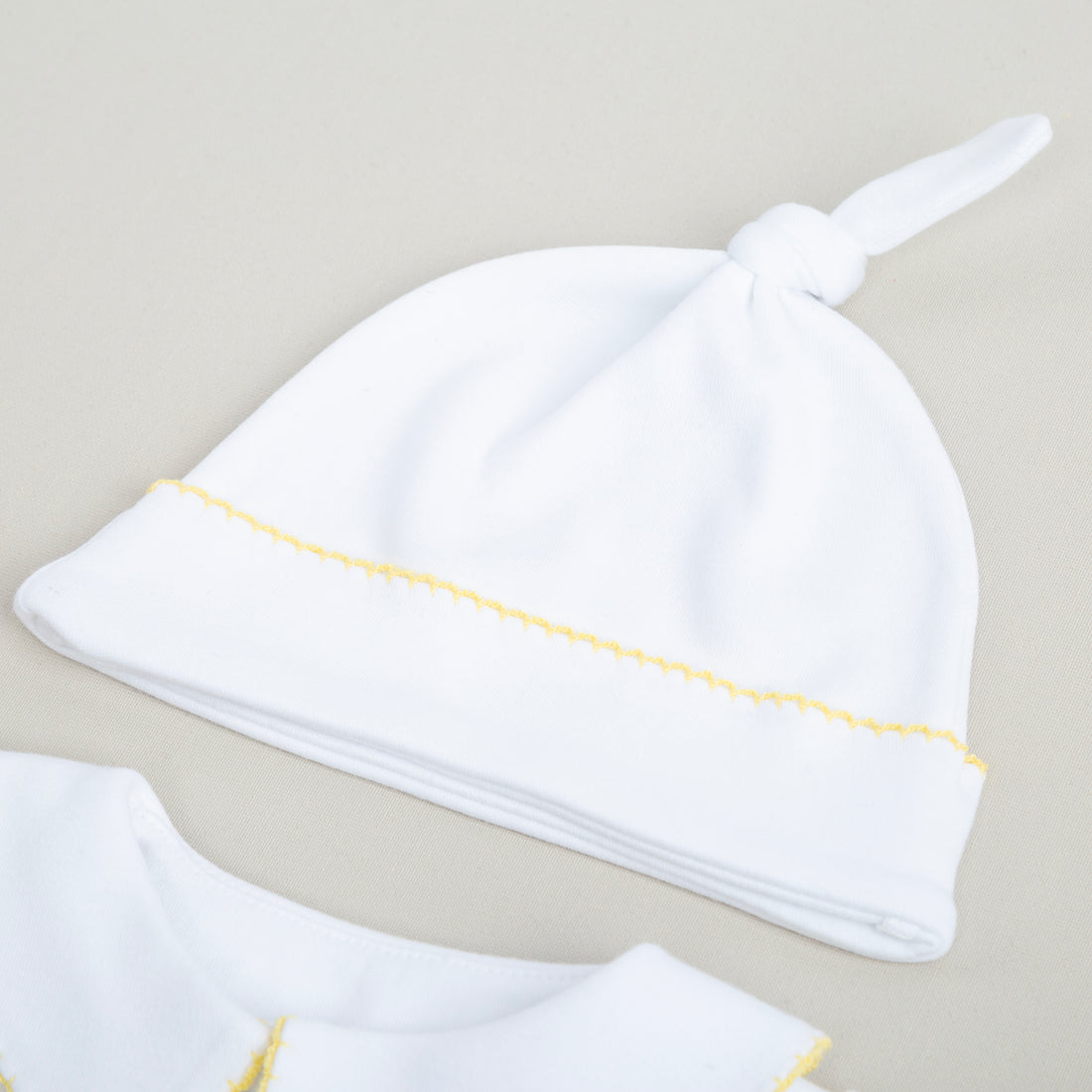 Elegant Sarı Tığ İşi Süslemeli 5'li Organik Hastane Çıkışı