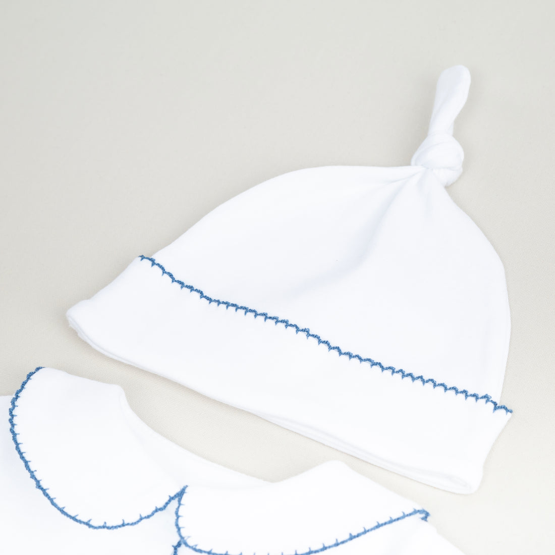 Elegant İndigo Mavi Tığ İşi Süslemeli 5'li Organik Hastane Çıkışı