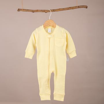 Cepli Çift Taraflı Fermuarlı Patiksiz Sarı Tulum