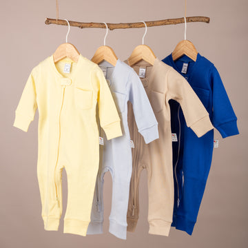 4’lü Cepli Çift Taraflı Fermuarlı Patiksiz Bebek Tulum Seti