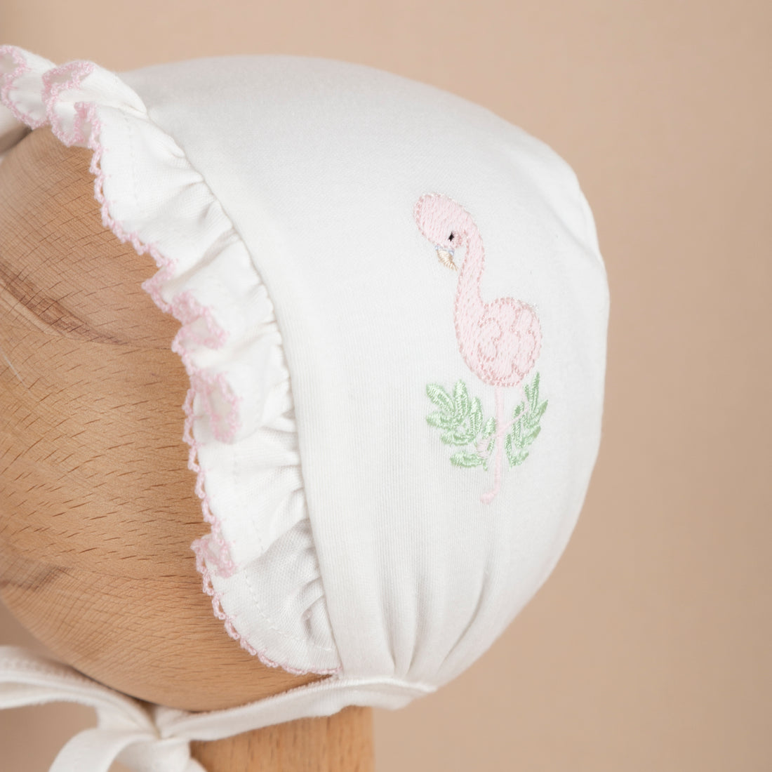 Nazenin Flamingo Nakışlı Pembe Tığ İşi Süslemeli Bebek Şapkası