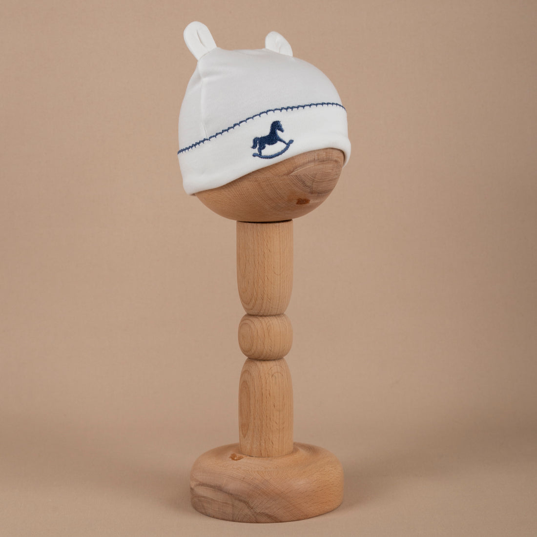 Asil İndigo Tığ İşi Süslemeli Çelenkli At Nakışlı Bebek Şapkası