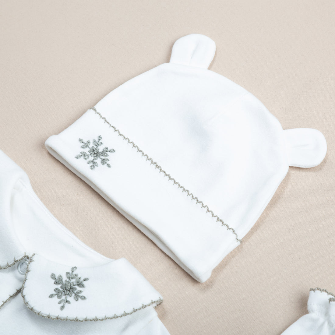 Royal Neva Nakışlı Küf Yeşili Tığ İşi Süslemeli 5'li Organik Hastane Çıkışı